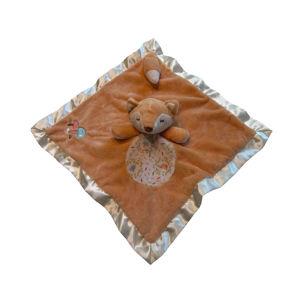 Douglas Orange Fox Plush Baby Security Blanket Satin Edge Mushroom Lovey